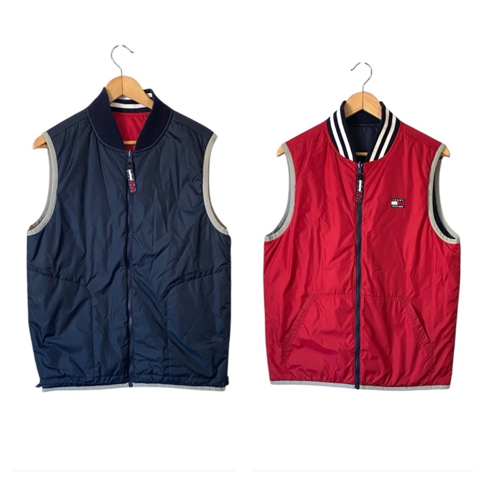 vintage Tommy Hilfiger Athletics reversible puffer vest blue red size XL